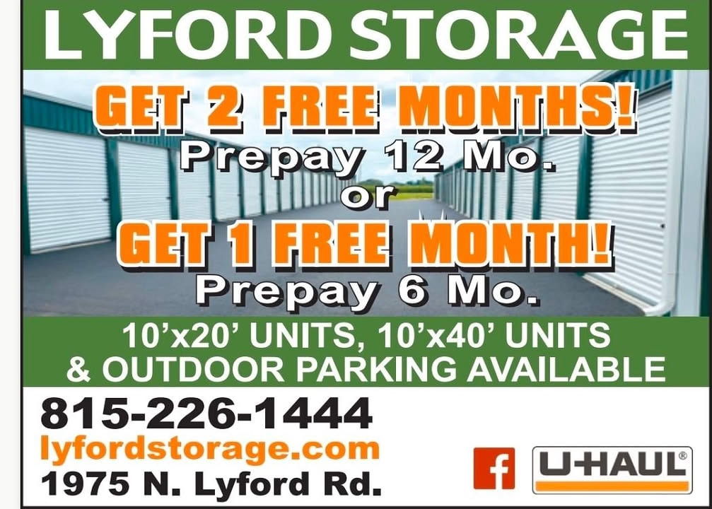 Lyford Storage special offer — get 2 free months when you prepay 12 months, or 1 free month when you prepay 6 months
