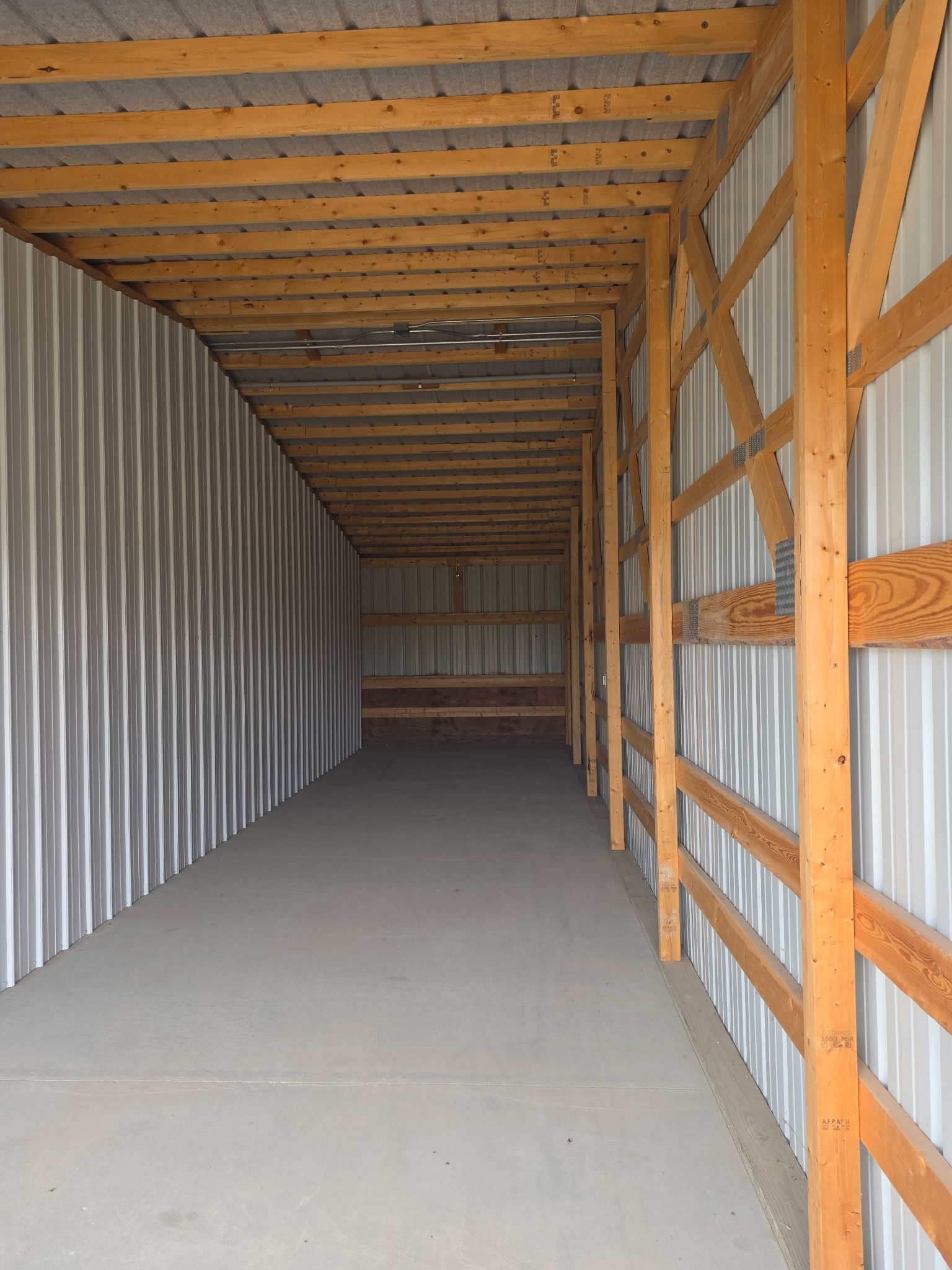 Interior of a drive-up outdoor storage unit in Rockford, IL